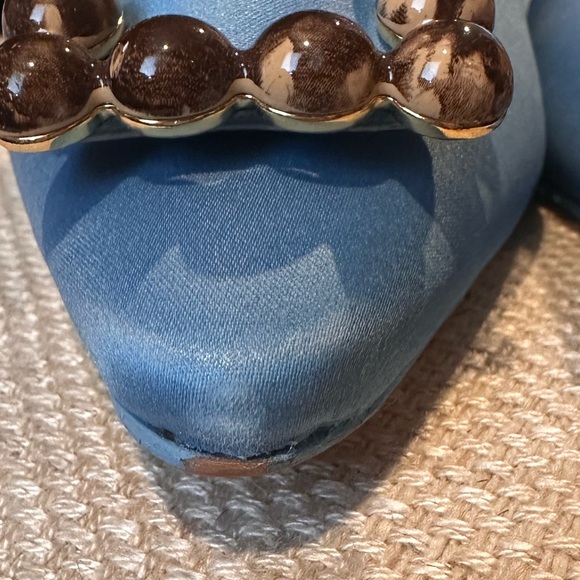 Chloe Gosselin by Larroude Ava Blue Satin Mules Size 8.5 - Picture 10 of 11